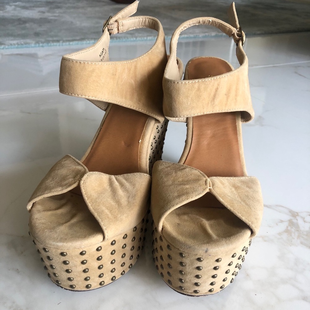 Tan Suede Wedges Size 9.5